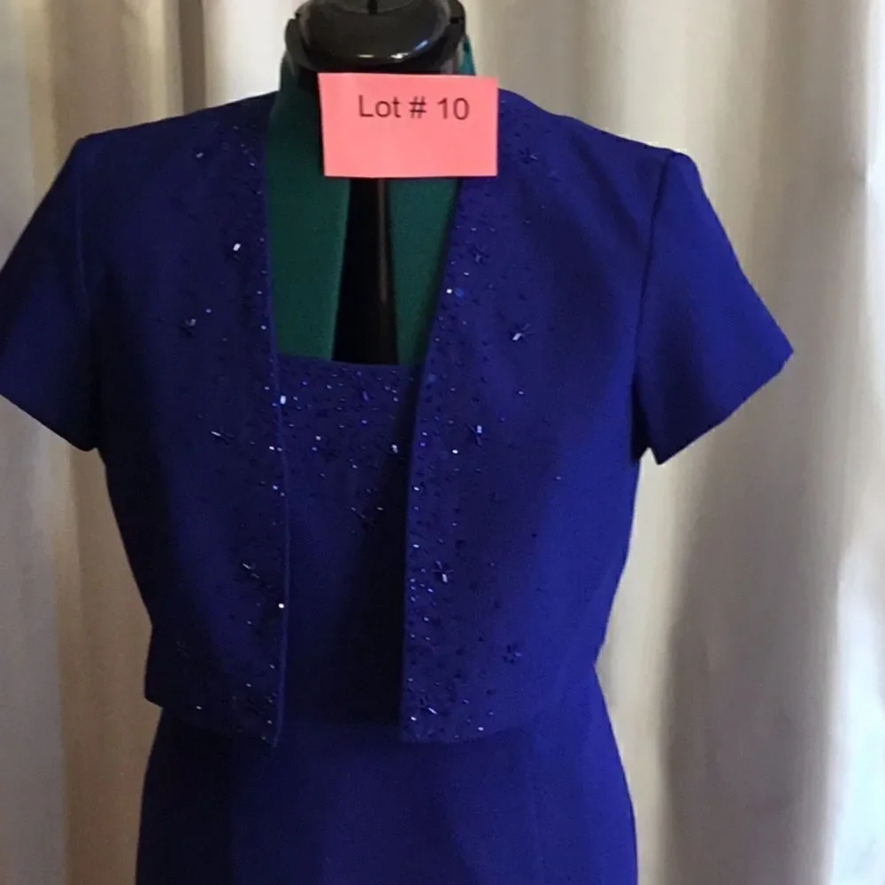 JR NITES a size 8 petite maxi dress with matching short beaded jacket